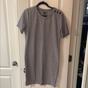 J Crew Black and White Striped Short Sleeve Dress